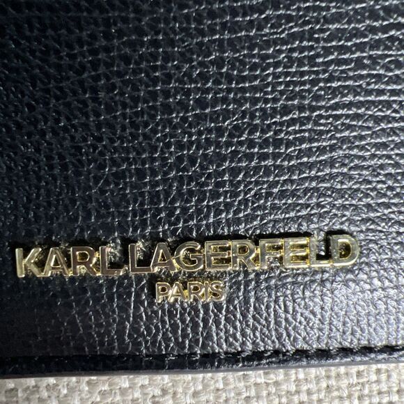Karl Lagerfeld Paris Large Slim Card Case Wallet 5 Slot Zipper Wristlet Black - Picture 8 of 13